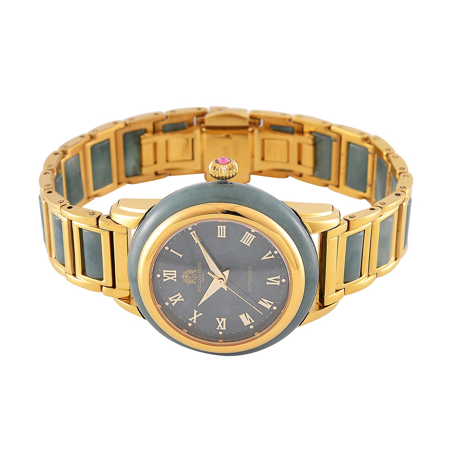 Collectors Limited Edition William Hunt Automatic Movt. 3ATM Water Resistant Type A Natural Jadeite Watch with Blue Sapphire Crystal (36 mm - case)