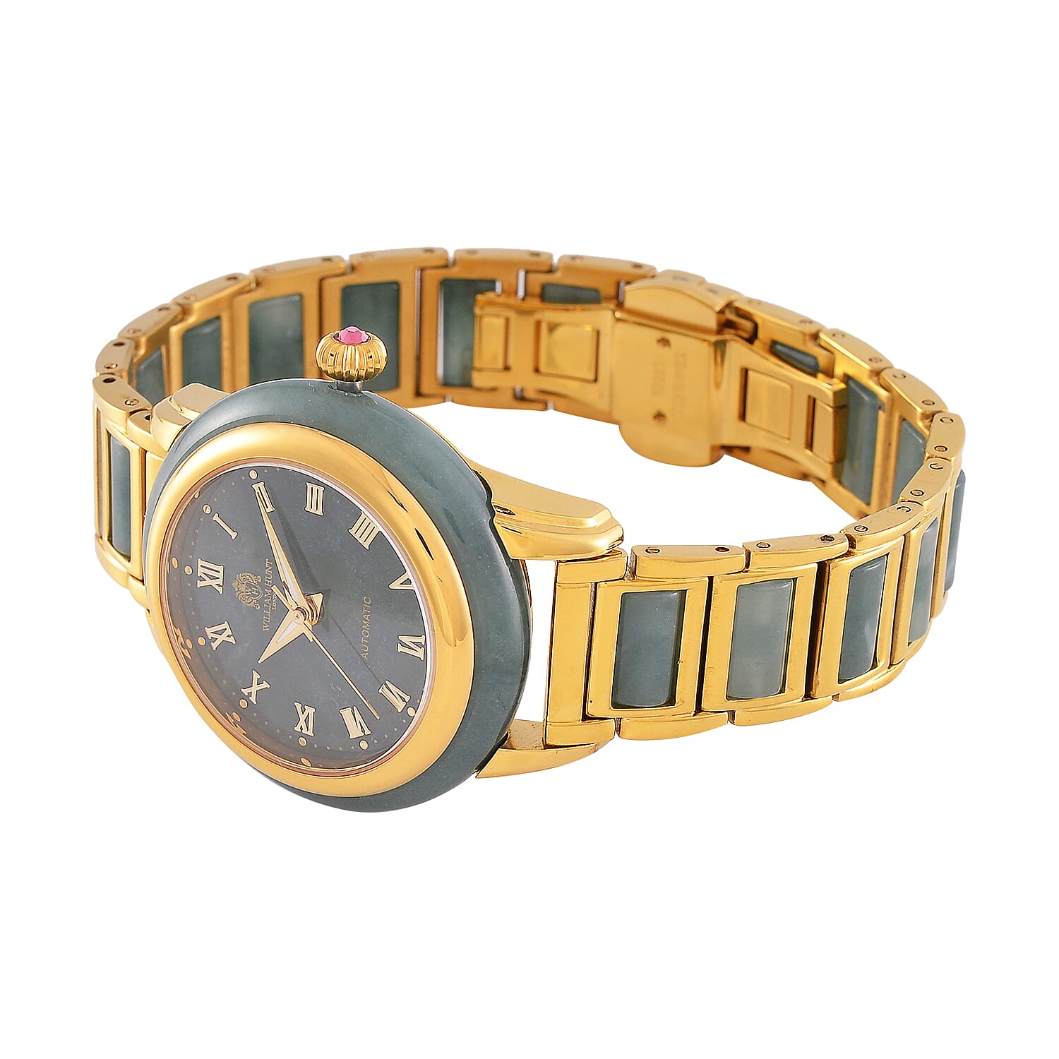 Collectors Limited Edition William Hunt Automatic Movt. 3ATM Water Resistant Type A Natural Jadeite Watch with Blue Sapphire Crystal (36 mm - case)