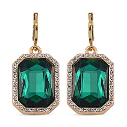 Red Glass and White Crystal Earring with Hoop