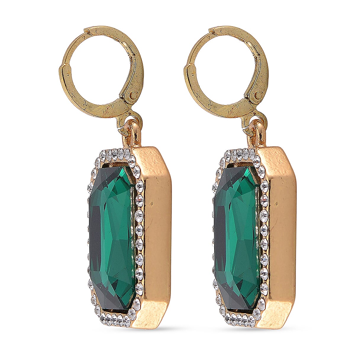 Red Glass and White Crystal Earring