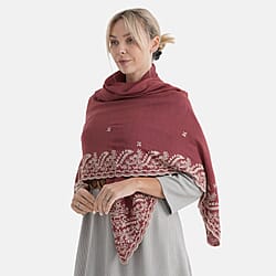 La Marey Embroidery Cotton Blend Scarf (130 x 130cm) - Black