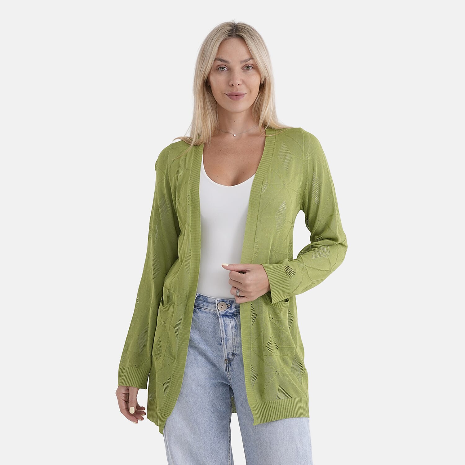 La Marey Womens Classic Midi Length Open Front Cardigan