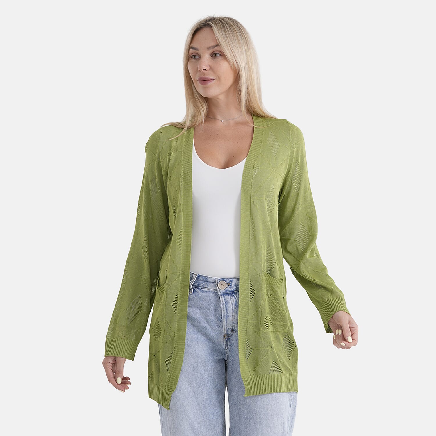 La Marey Womens Classic Midi Length Open Front Cardigan