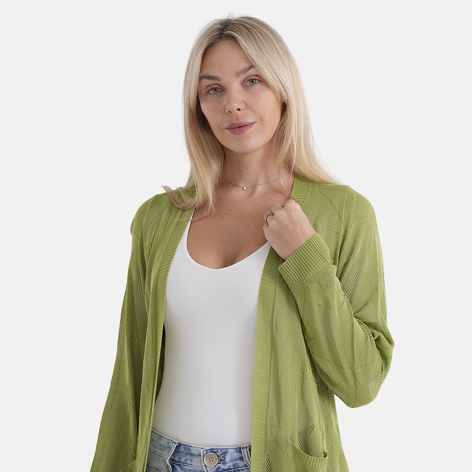 La Marey Womens Classic Midi Length Open Front Cardigan