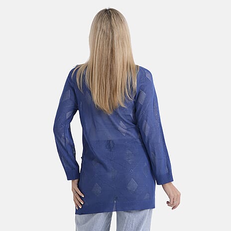 La Marey Womens Classic Midi Length Open Front Cardigan (Size - S-M, 8 to 14) - Yale Blue