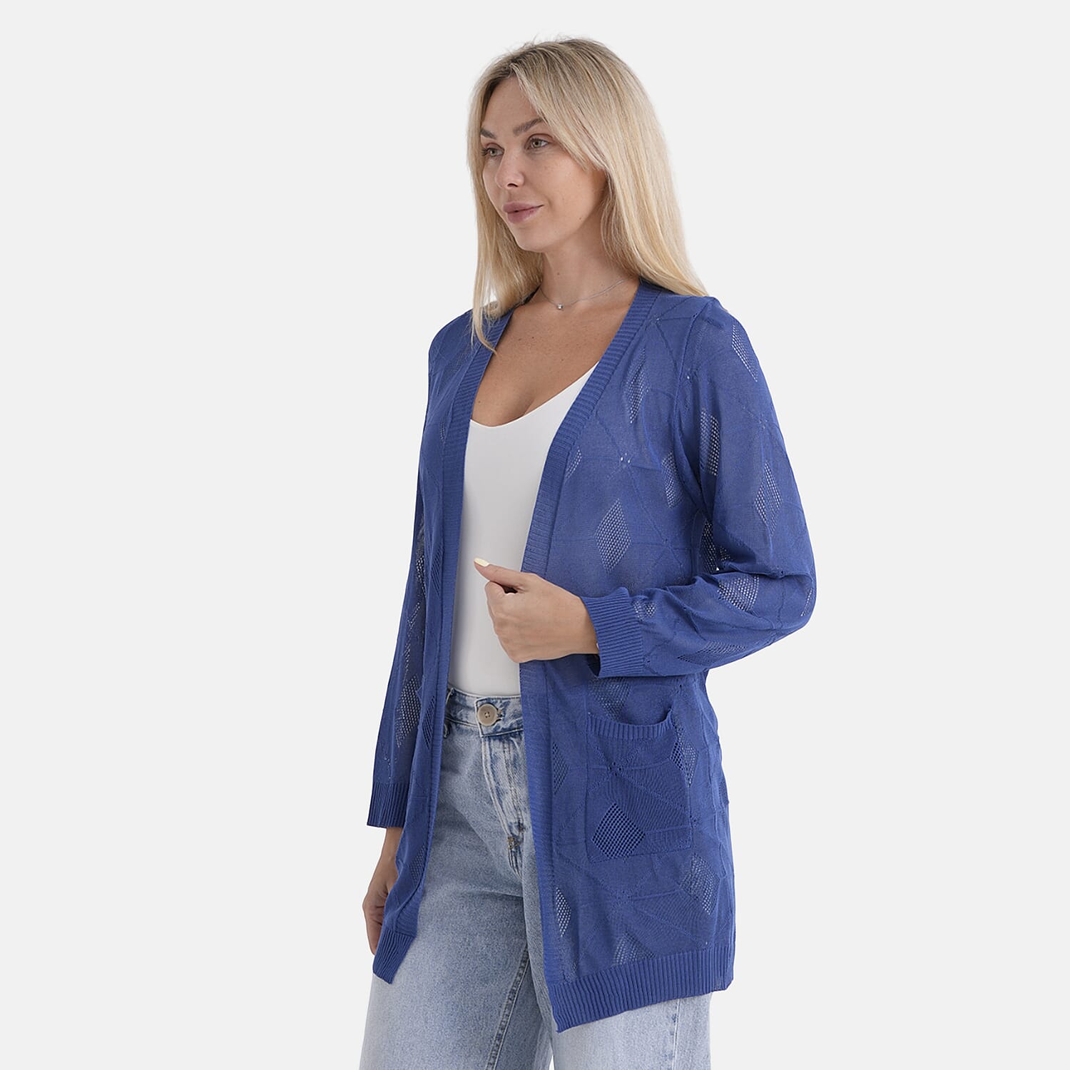 La Marey Womens Classic Midi Length Open Front Cardigan