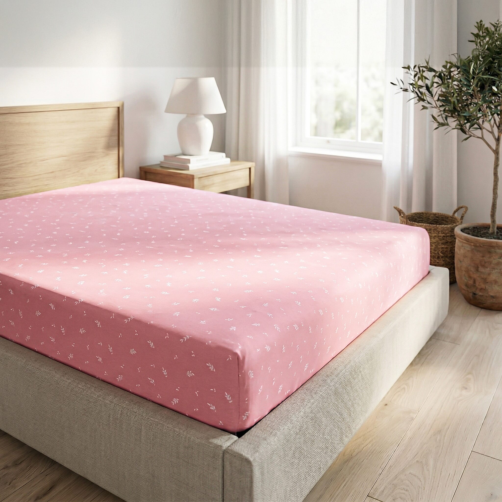 Hush Haven Floral Pinsonic Bedding Set &ndash; 4 Piece Quilt Set with Fitted Sheet & Pillowcases