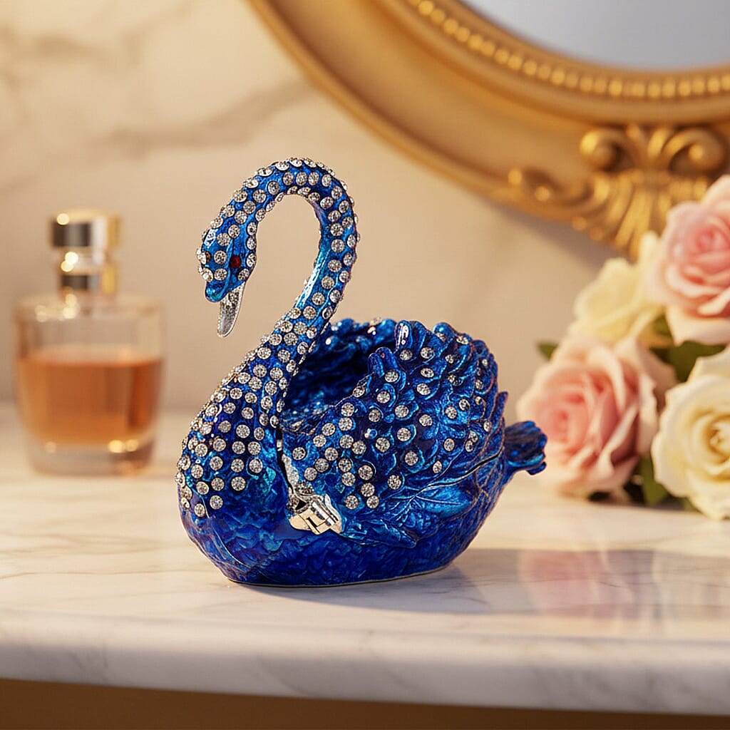 Livmore Swan Trinket Storage Box - Blue