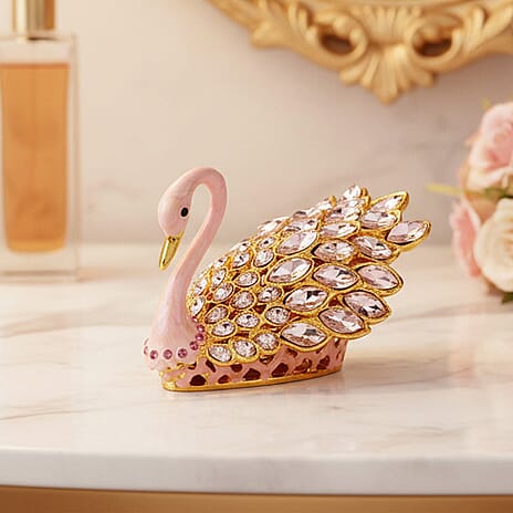 Livmore Swan Crystal Trinket Storage Box - Pink