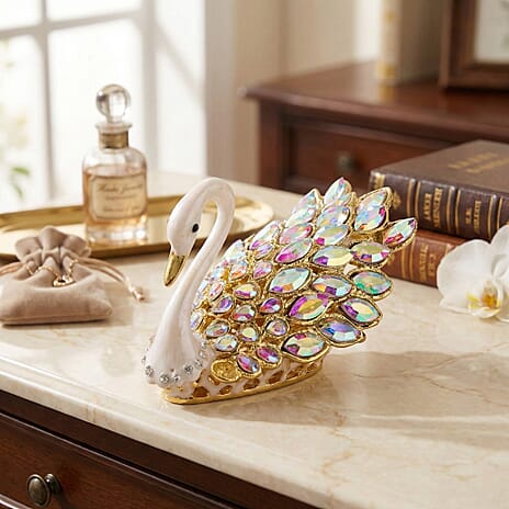 Livmore Swan Crystal Trinket Storage Box- AB