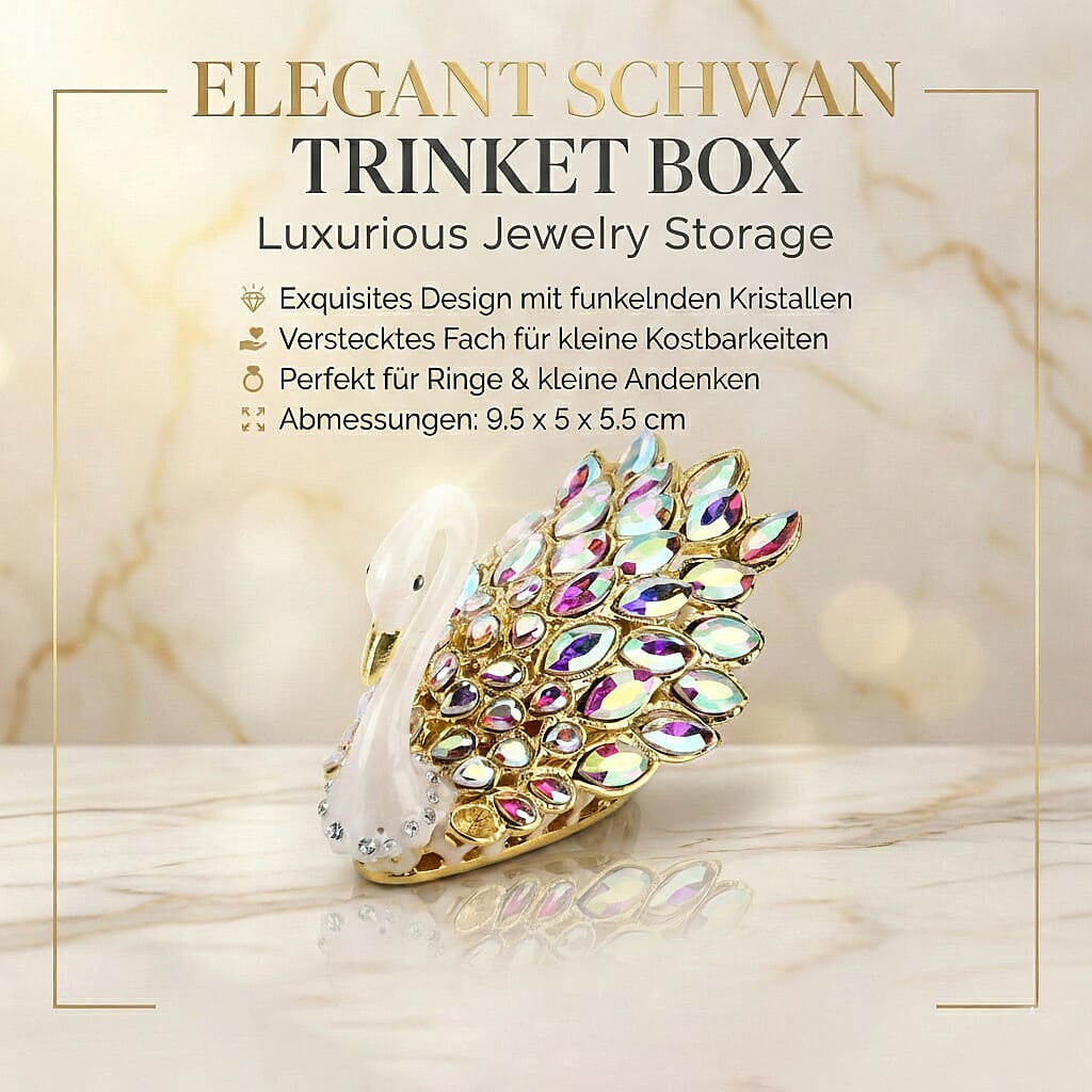 Livmore Swan Crystal Trinket Storage Box- AB