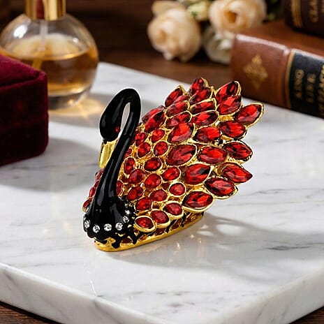 Livmore Swan Crystal Trinket Storage Box- Red