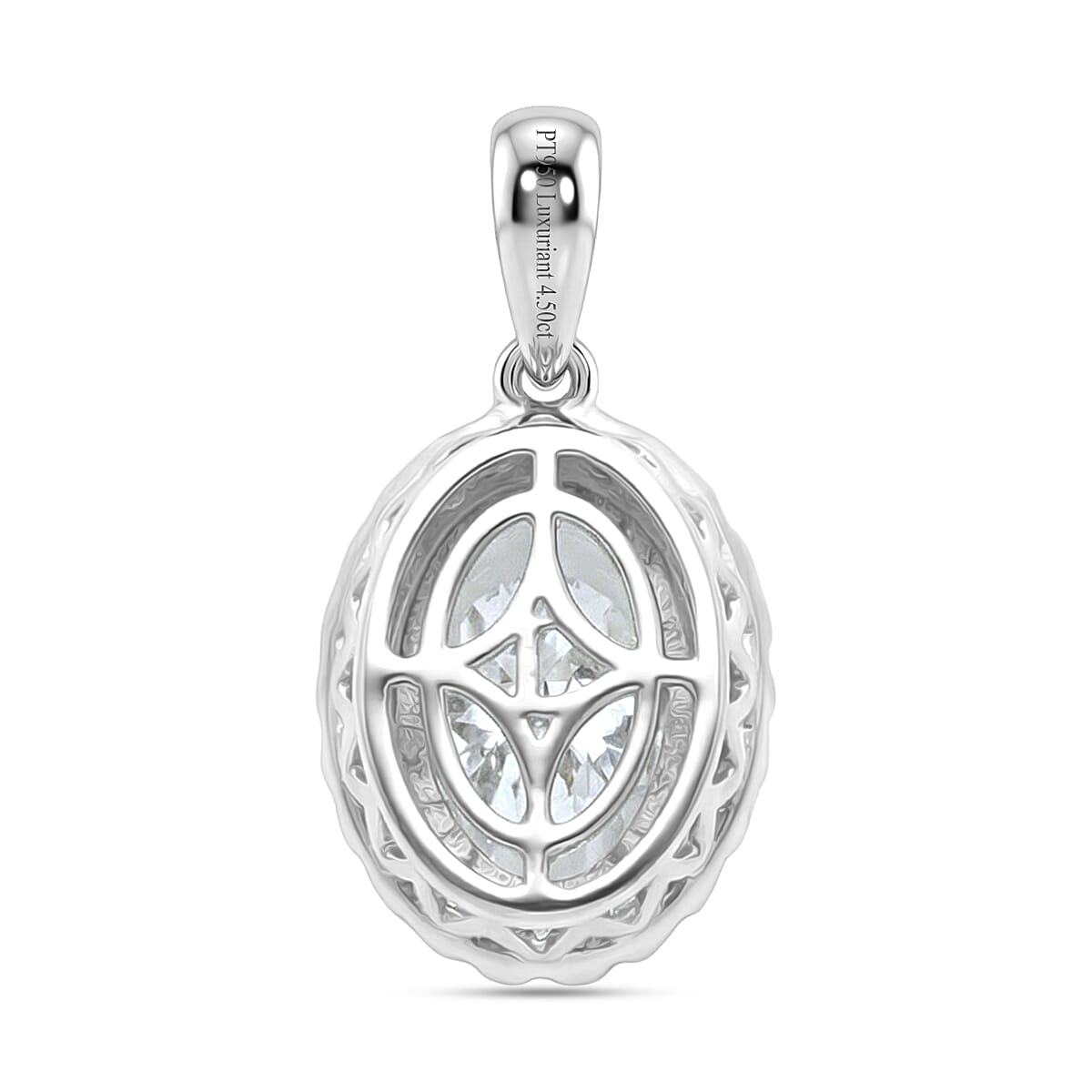Luxuriant 950 Platinum SGL Certified VS-EF Lab Grown Diamond Oval Cut Halo Pendant 4.55 Ct, Platinum Wt. 4.77 Gms