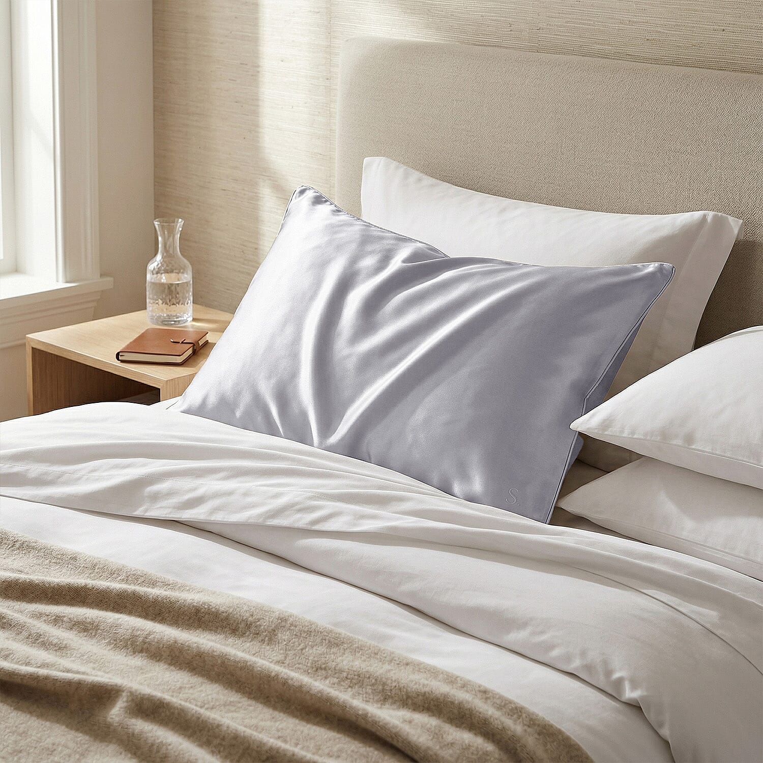 Hush-Haven-Nylon-Solid-Color-Pillow-Case-and-Cover-Size-50x1-cm-Silver