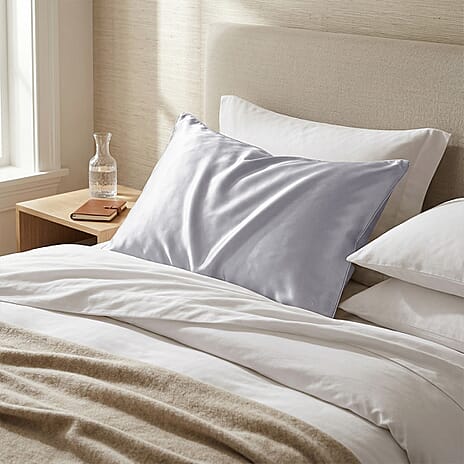 Hush Haven Nylon Solid Color Pillow Case and Cover (Size 50x1 cm) - Silver