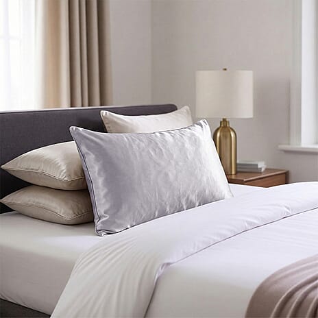 Hush Haven Nylon Solid Color Pillow Case and Cover (Size 50x1 cm) - Silver