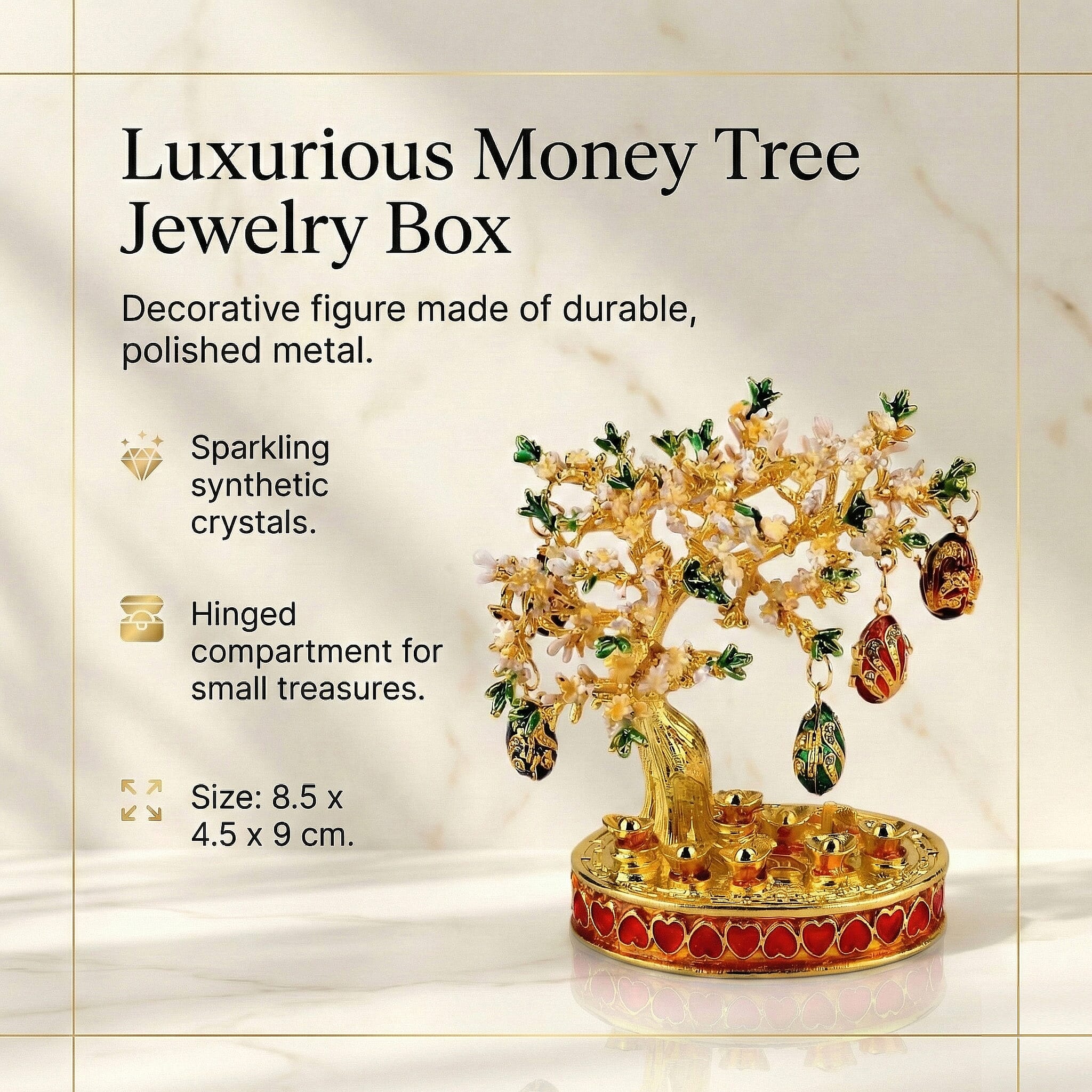 Livmore Feng Shui Activating Prosperity Tree Trinket Box with Easter Egg - White