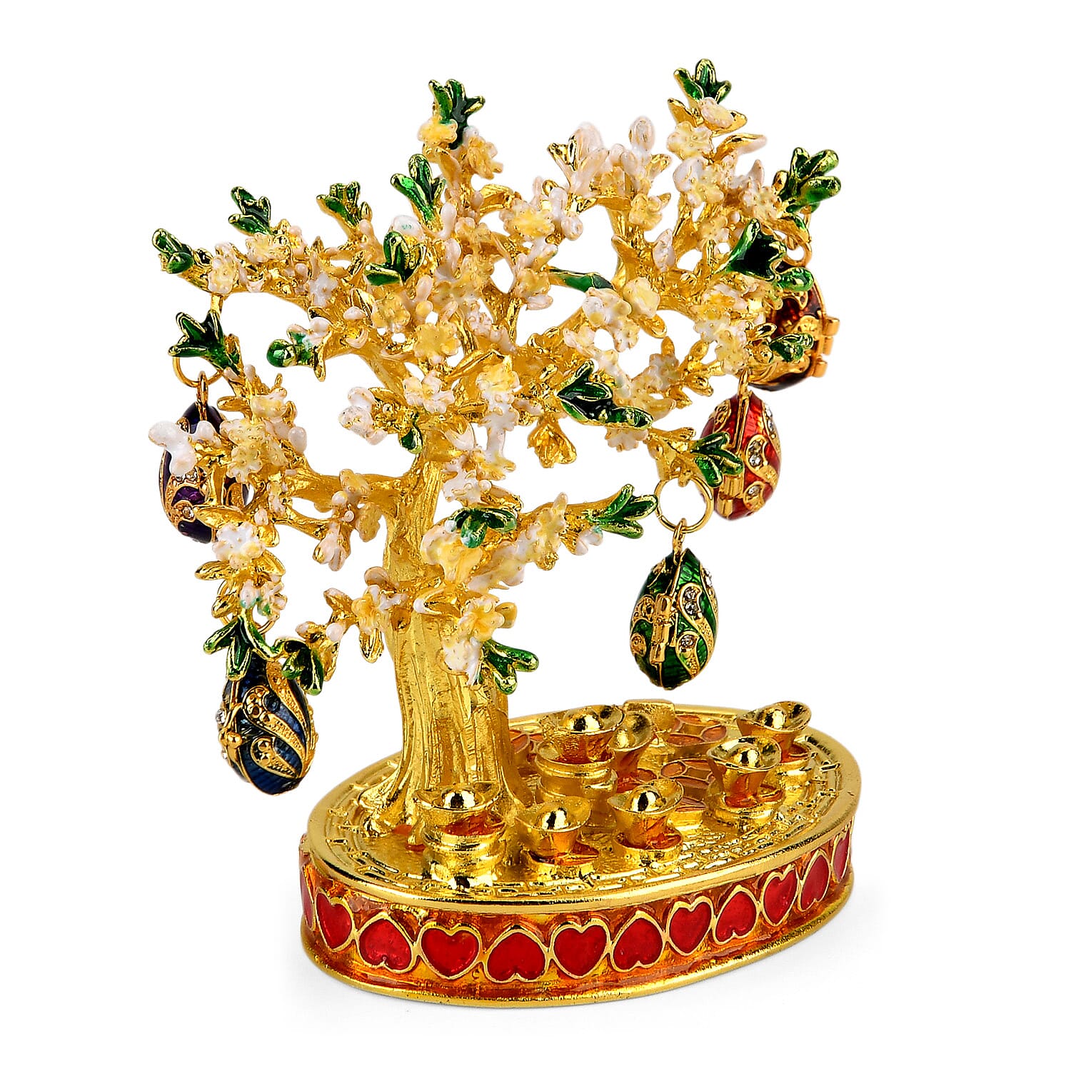 Livmore Feng Shui Activating Prosperity Tree Trinket Box with Easter Egg - White