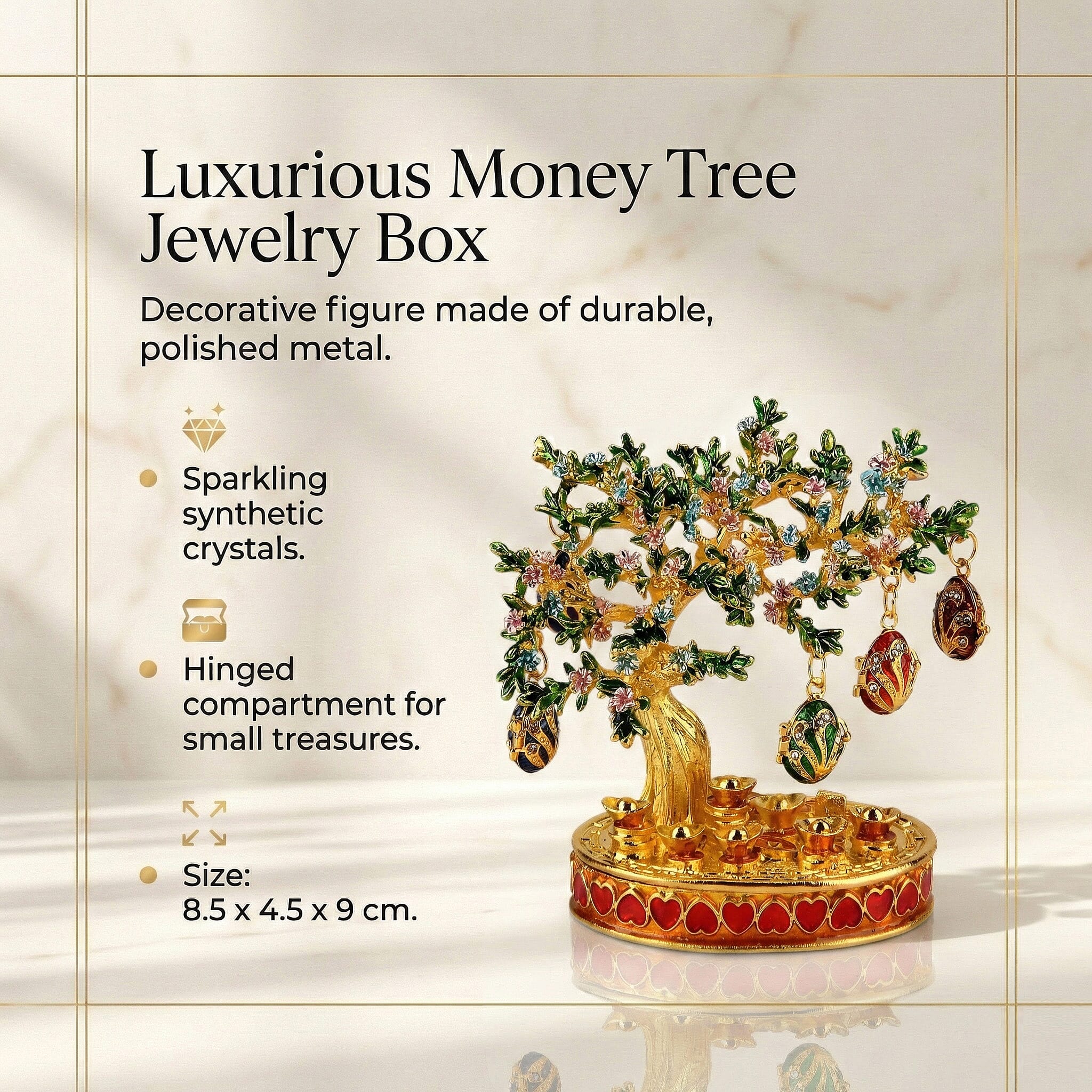 Livmore Feng Shui Activating Prosperity Tree Trinket Box with Easter Egg - Green