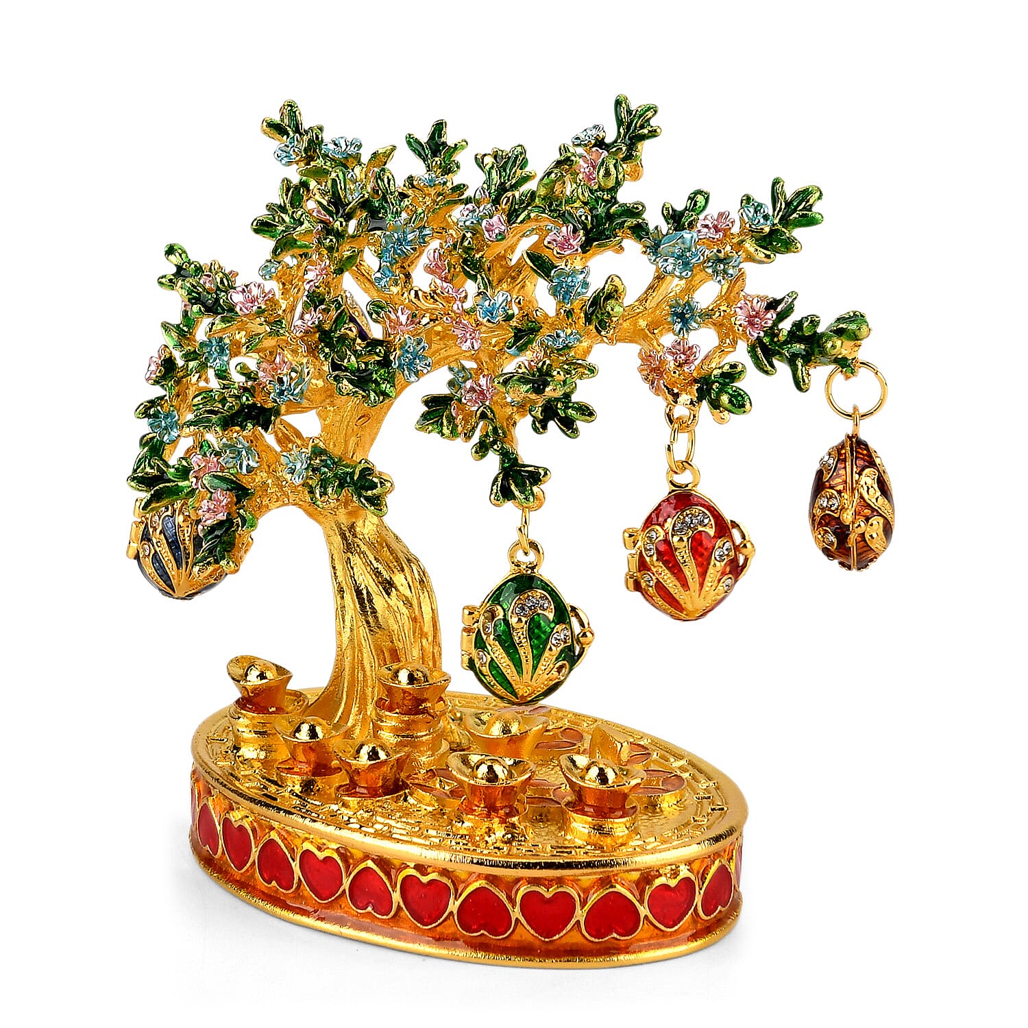 Livmore Feng Shui Activating Prosperity Tree Trinket Box with Easter Egg - Green
