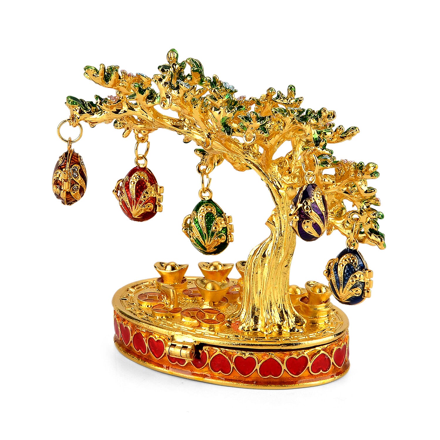 Livmore Feng Shui Activating Prosperity Tree Trinket Box with Easter Egg - Green
