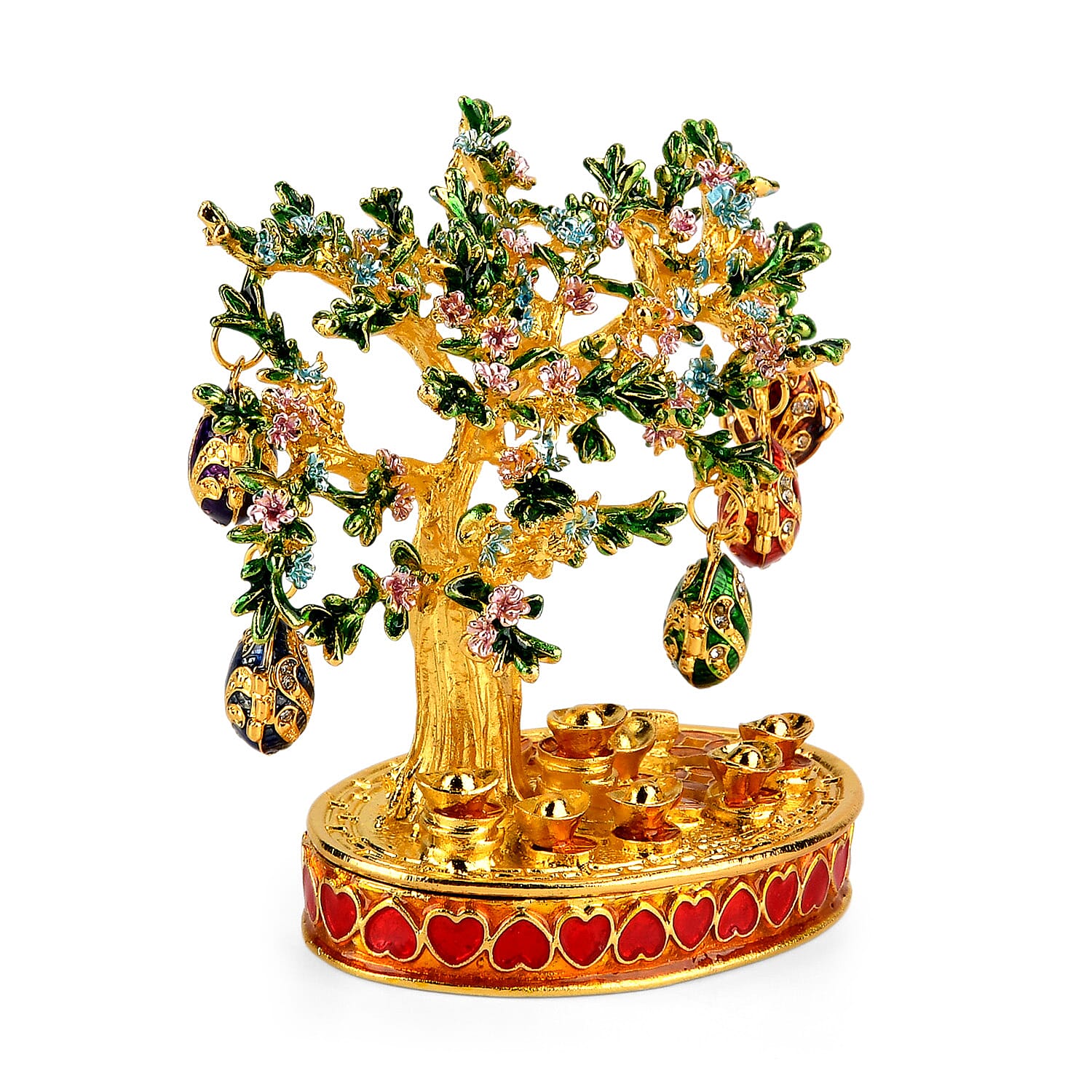 Livmore Feng Shui Activating Prosperity Tree Trinket Box with Easter Egg - Green