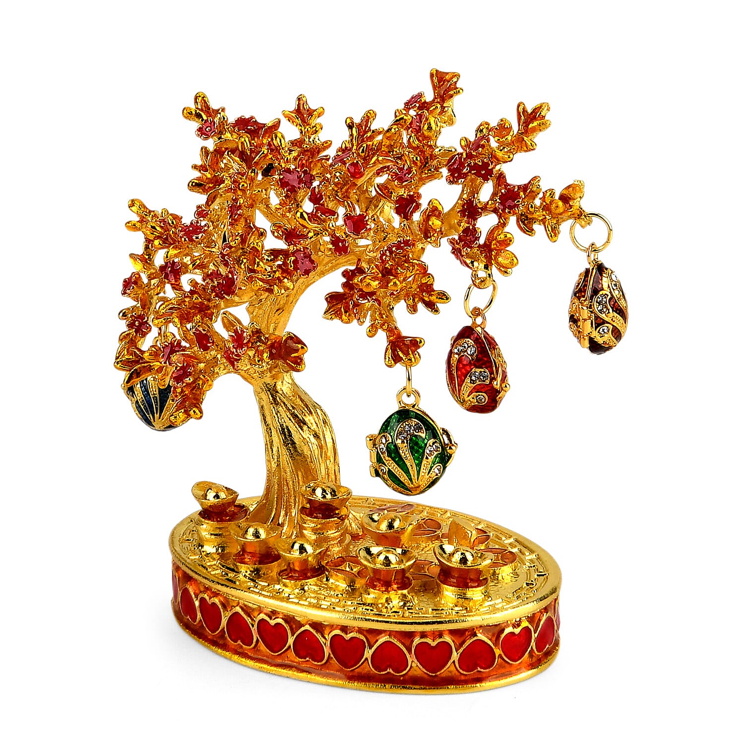 Livmore Feng Shui Activating Prosperity Tree Trinket Box with Easter Egg - Red