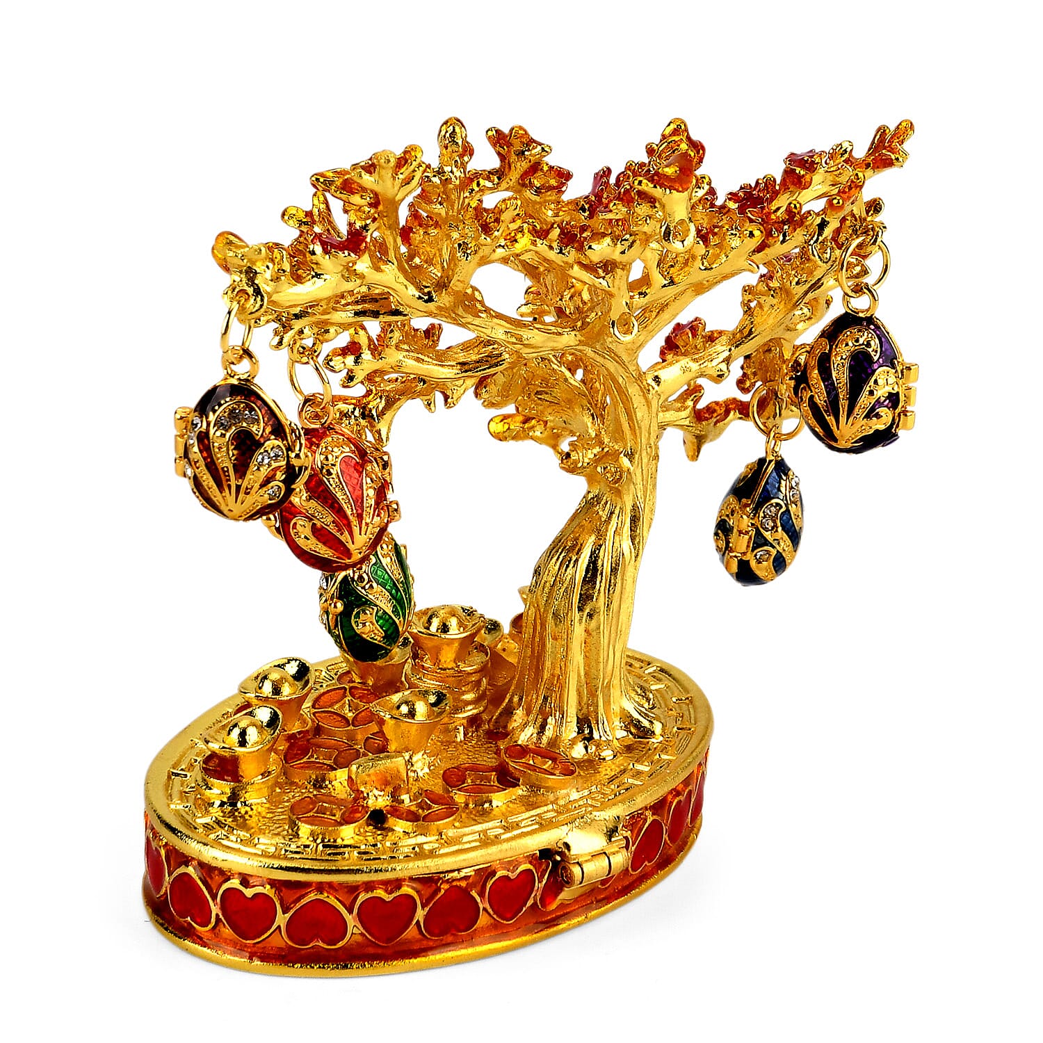 Livmore Feng Shui Activating Prosperity Tree Trinket Box with Easter Egg - Red