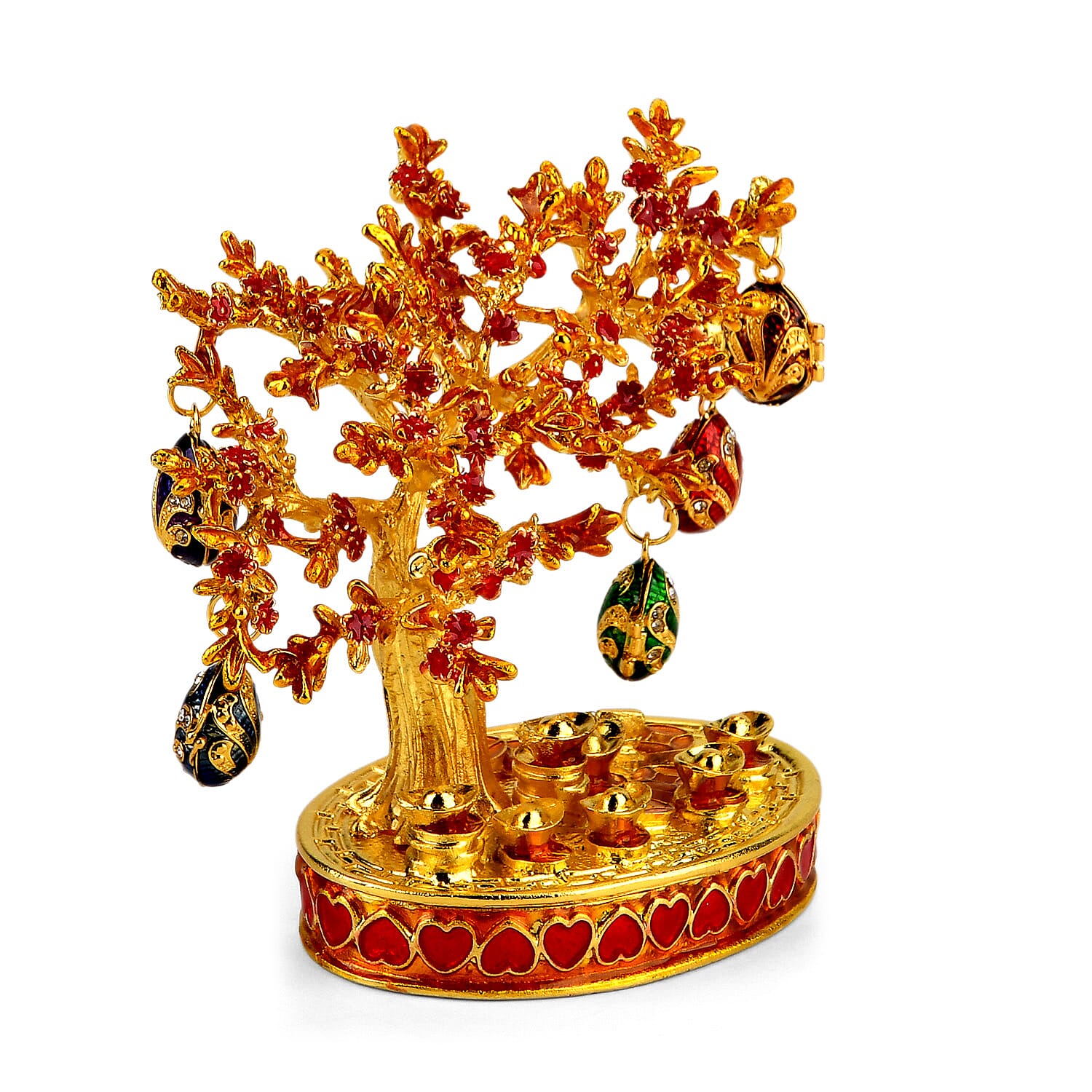 Livmore Feng Shui Activating Prosperity Tree Trinket Box with Easter Egg - Red