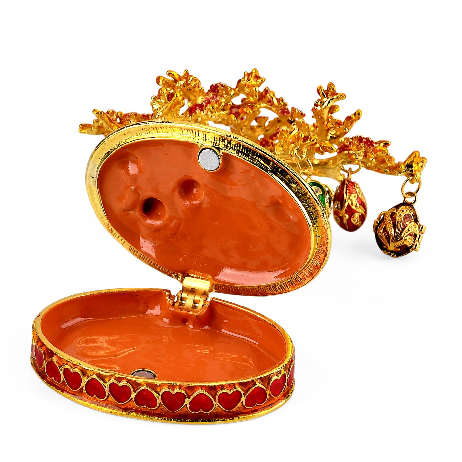 Livmore Feng Shui Activating Prosperity Tree Trinket Box with Easter Egg - Red