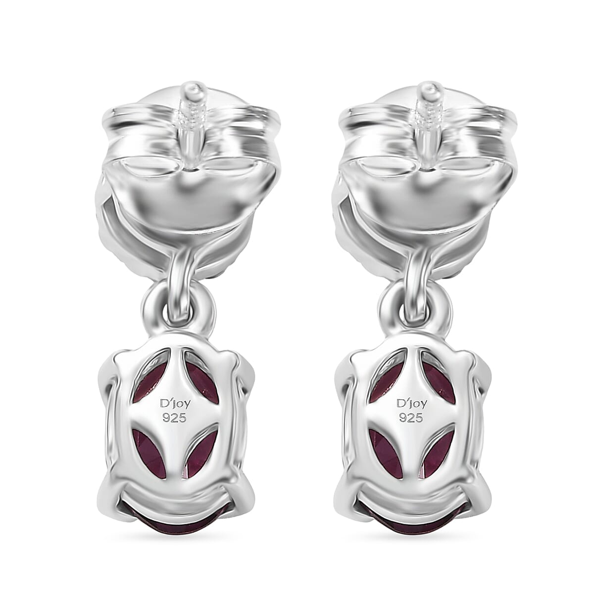 D'Joy Rhodolite Garnet, White Zircon Dangling Earring in Platinum OverlaySterling Silver  2.514  Ct.