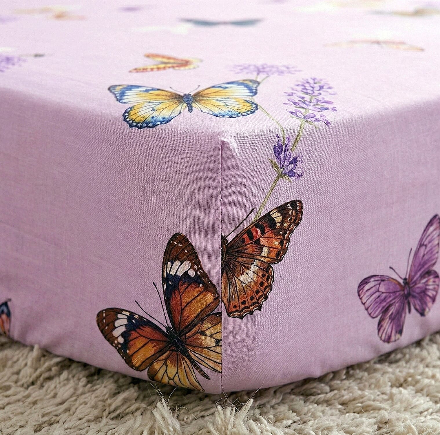 LA Marey Signature Set of 3 100% Mulberry Silk Fitted Sheets & 2 MOP Button Pillowcases (190 x 135 cm)- Pink