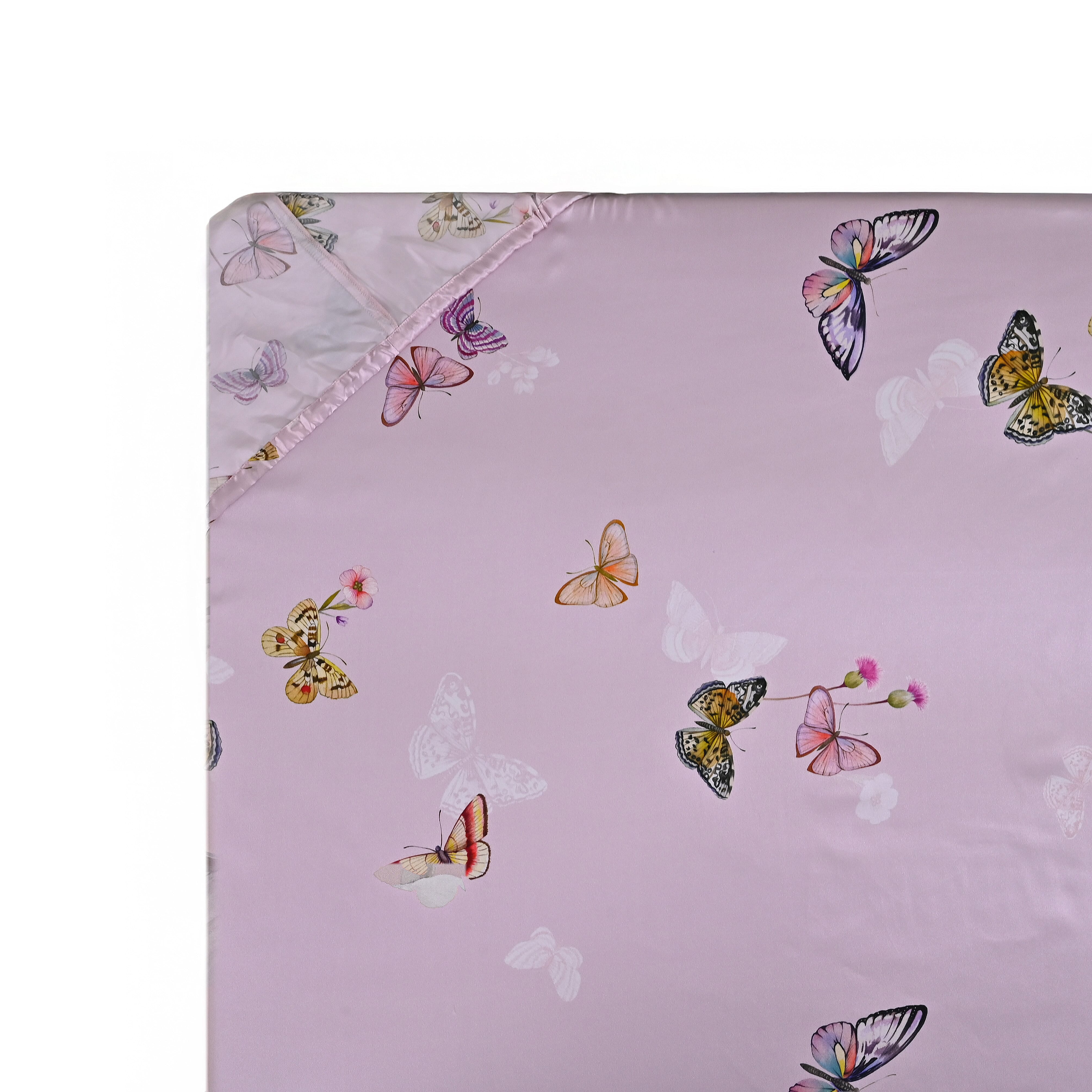 LA Marey Signature Set of 3 100% Mulberry Silk Fitted Sheets & 2 MOP Button Pillowcases (200 x 150 cm) - Pink