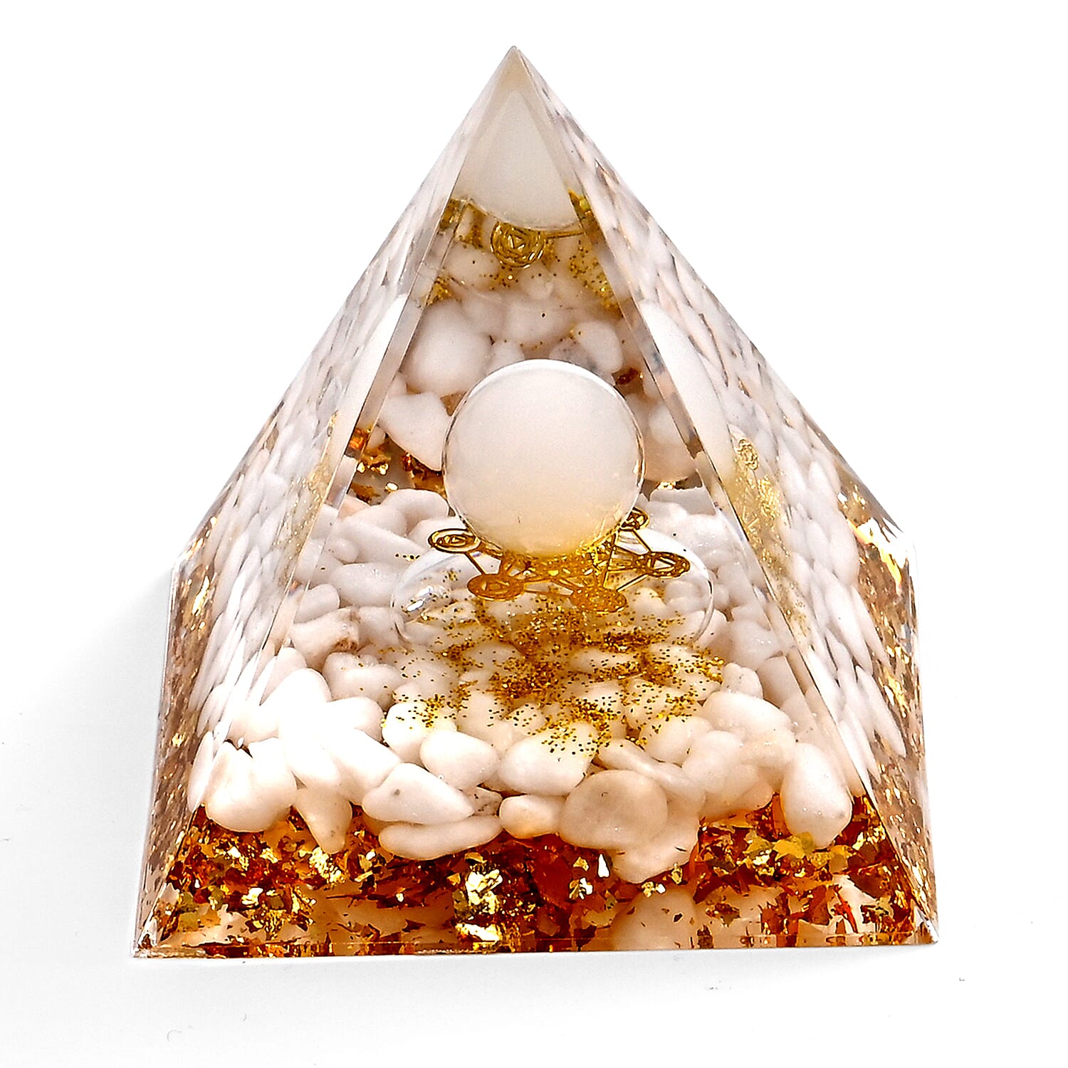 Handcrafted Crystal Pyramid Ornament (6cm) - White