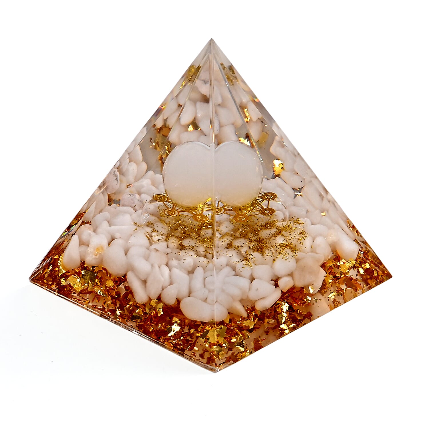 Handcrafted Crystal Pyramid Ornament (6cm) - White