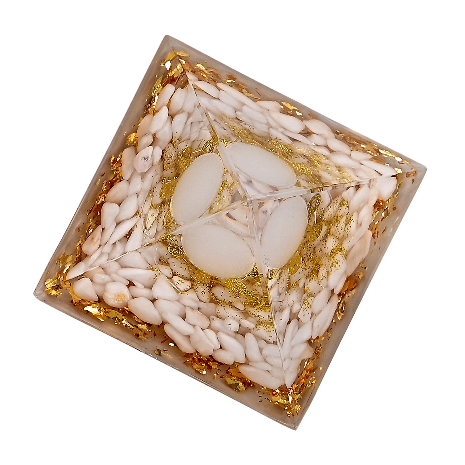 Handcrafted Crystal Pyramid Ornament (6cm) - White