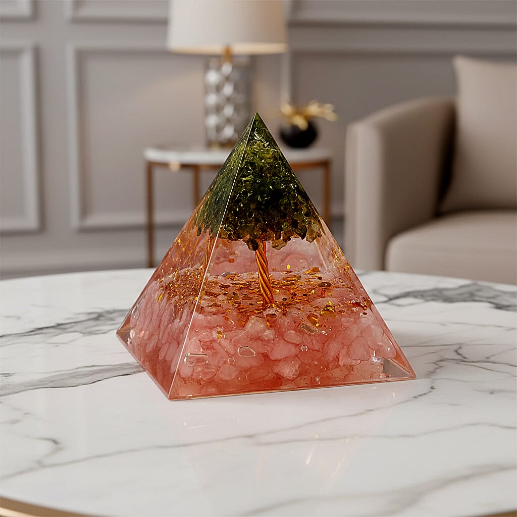 Handcrafted Crystal Pyramid Ornament (6cm) - Pink