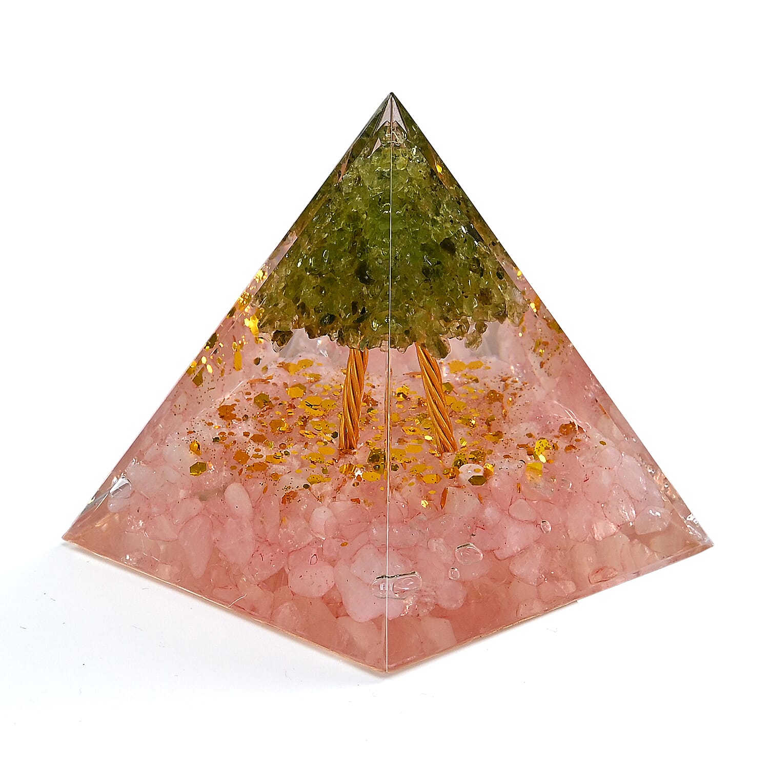 Handcrafted Crystal Pyramid Ornament (6cm) - Pink