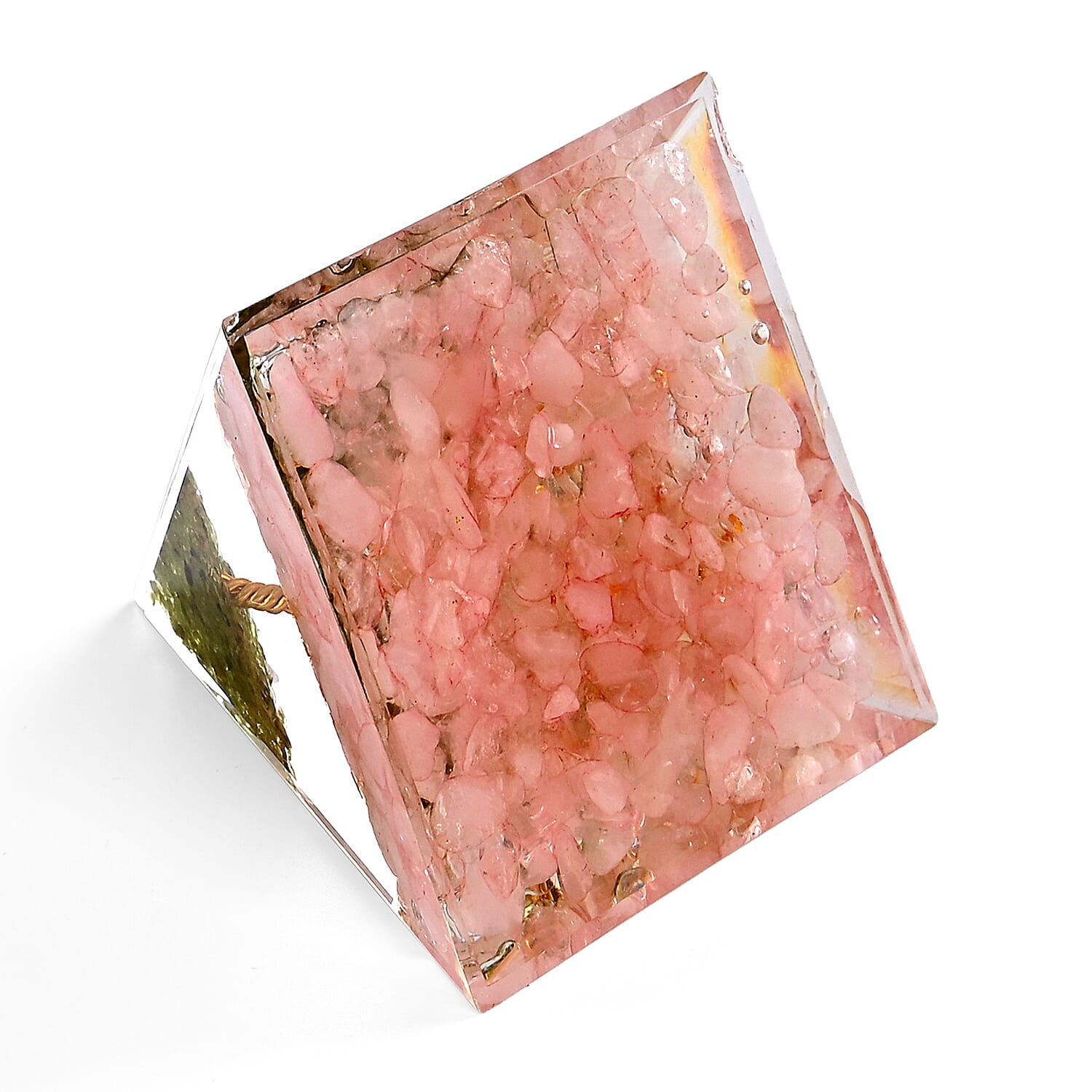 Handcrafted Crystal Pyramid Ornament (6cm) - Pink