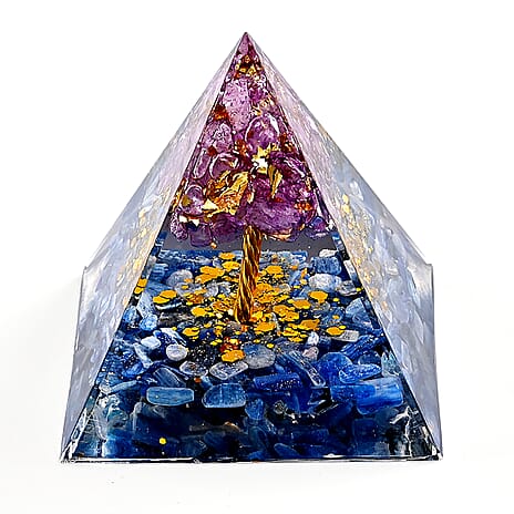 Handcrafted Crystal Pyramid Ornament (6cm) -  Blue