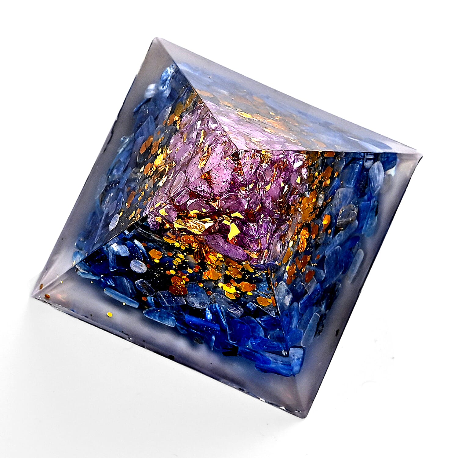 Handcrafted Crystal Pyramid Ornament (6cm) -  Blue