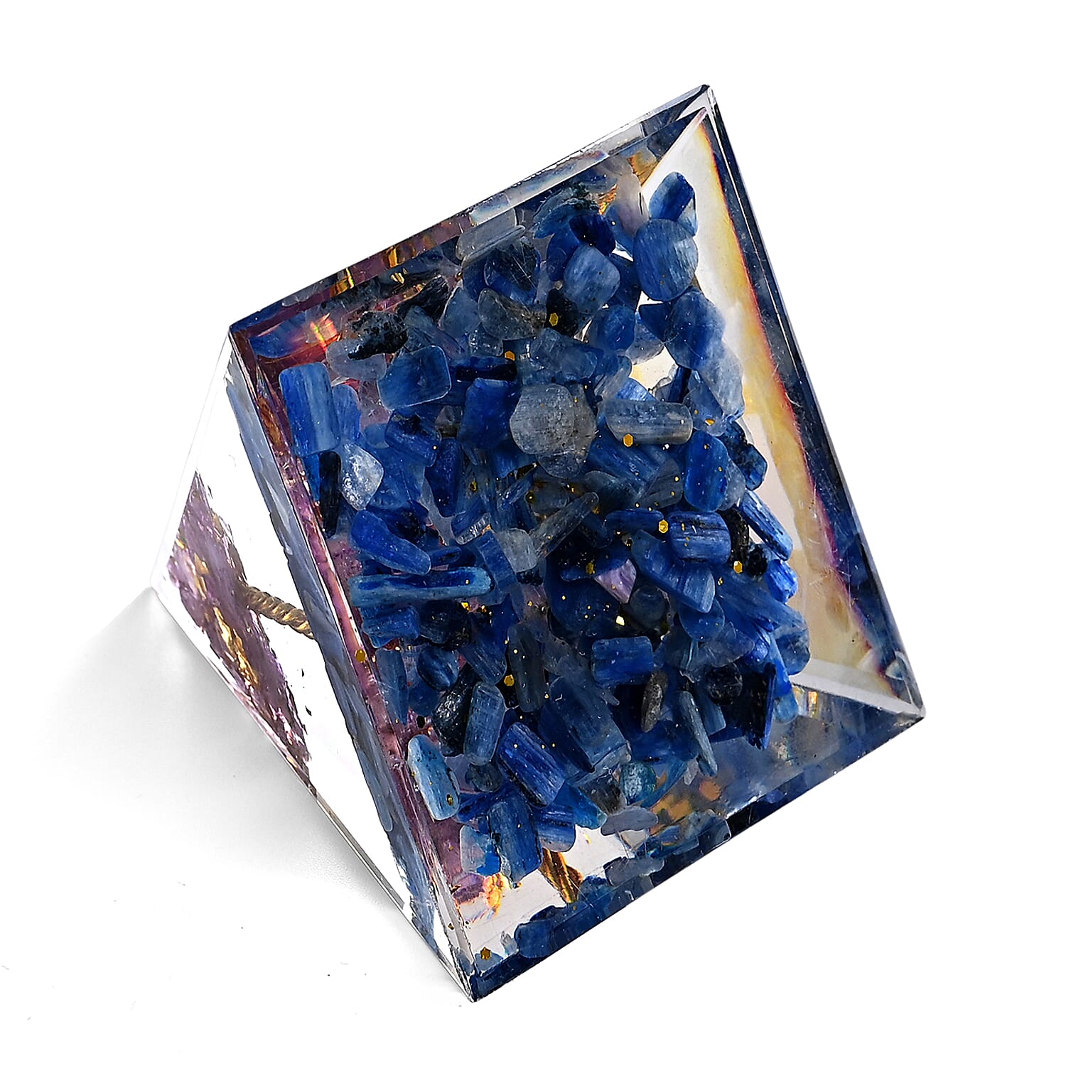 Handcrafted Crystal Pyramid Ornament (6cm) -  Blue