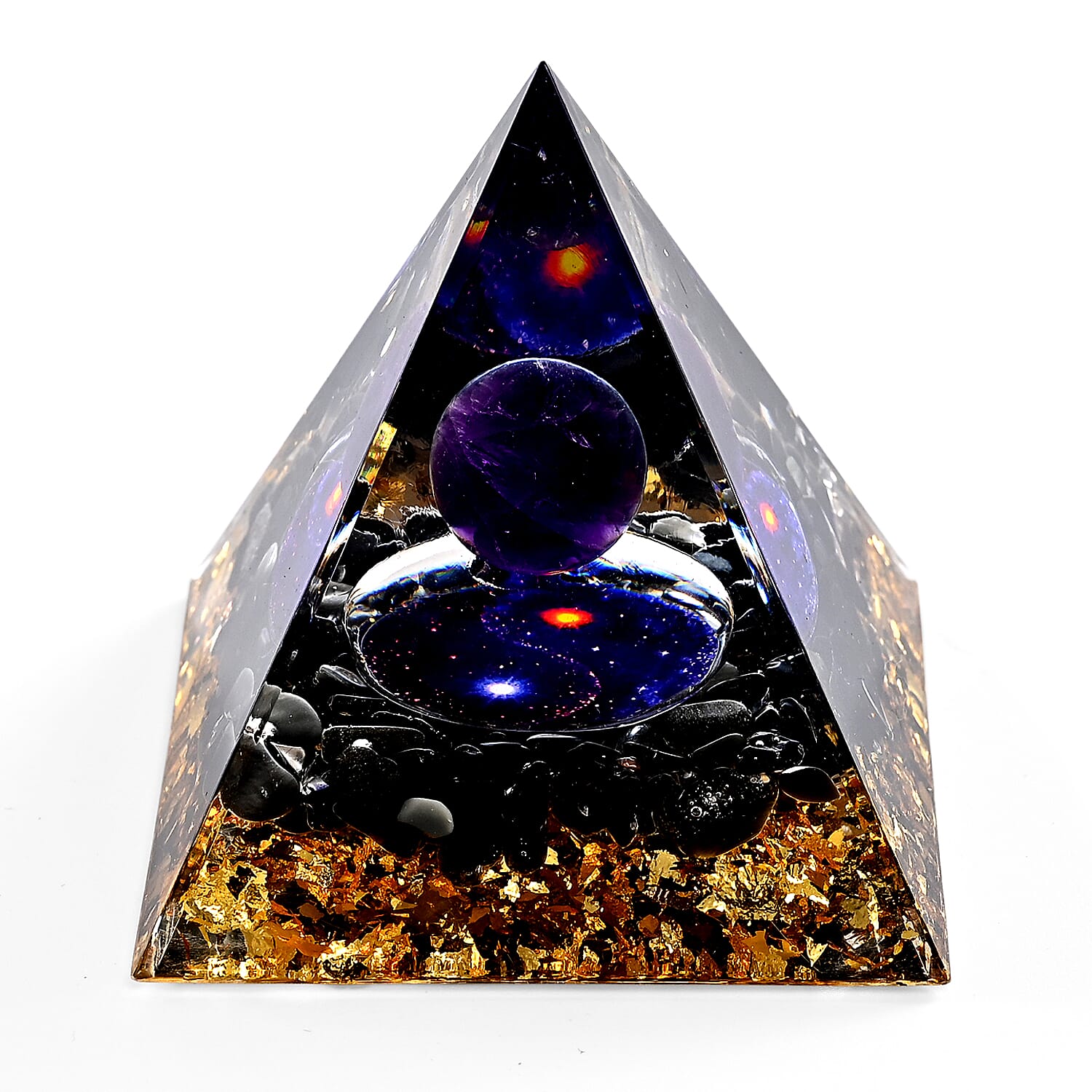 Handcrafted Crystal Pyramid Ornament (6cm) - Purple