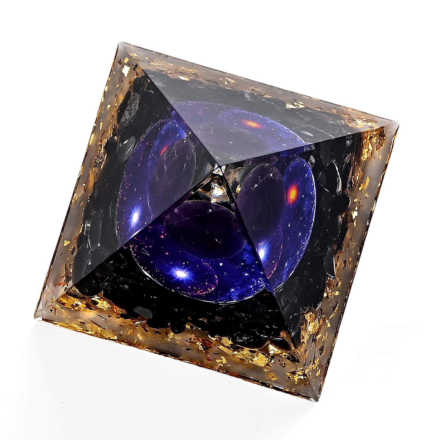 Handcrafted Crystal Pyramid Ornament (6cm) - Purple