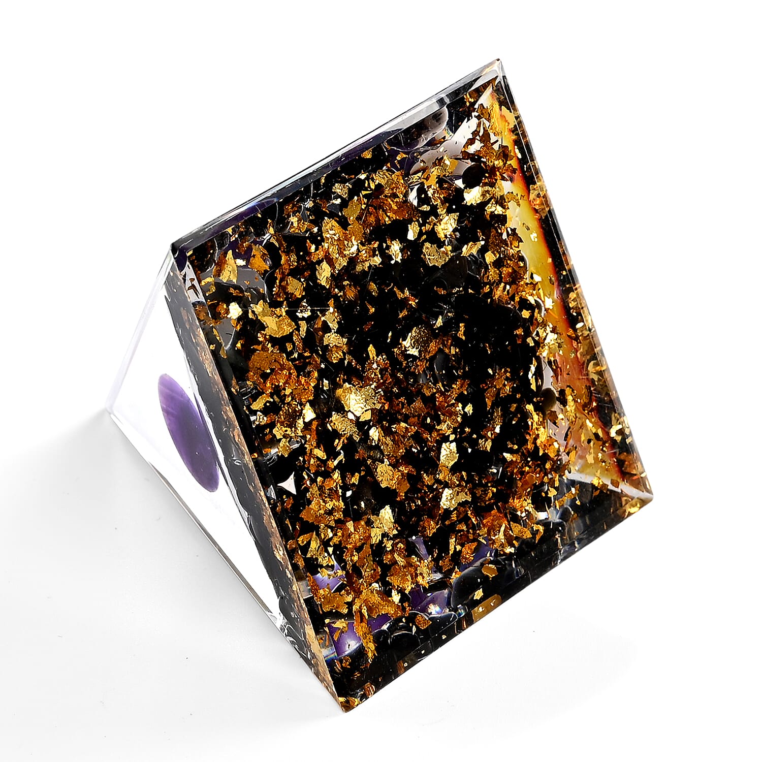 Handcrafted Crystal Pyramid Ornament (6cm) - Purple