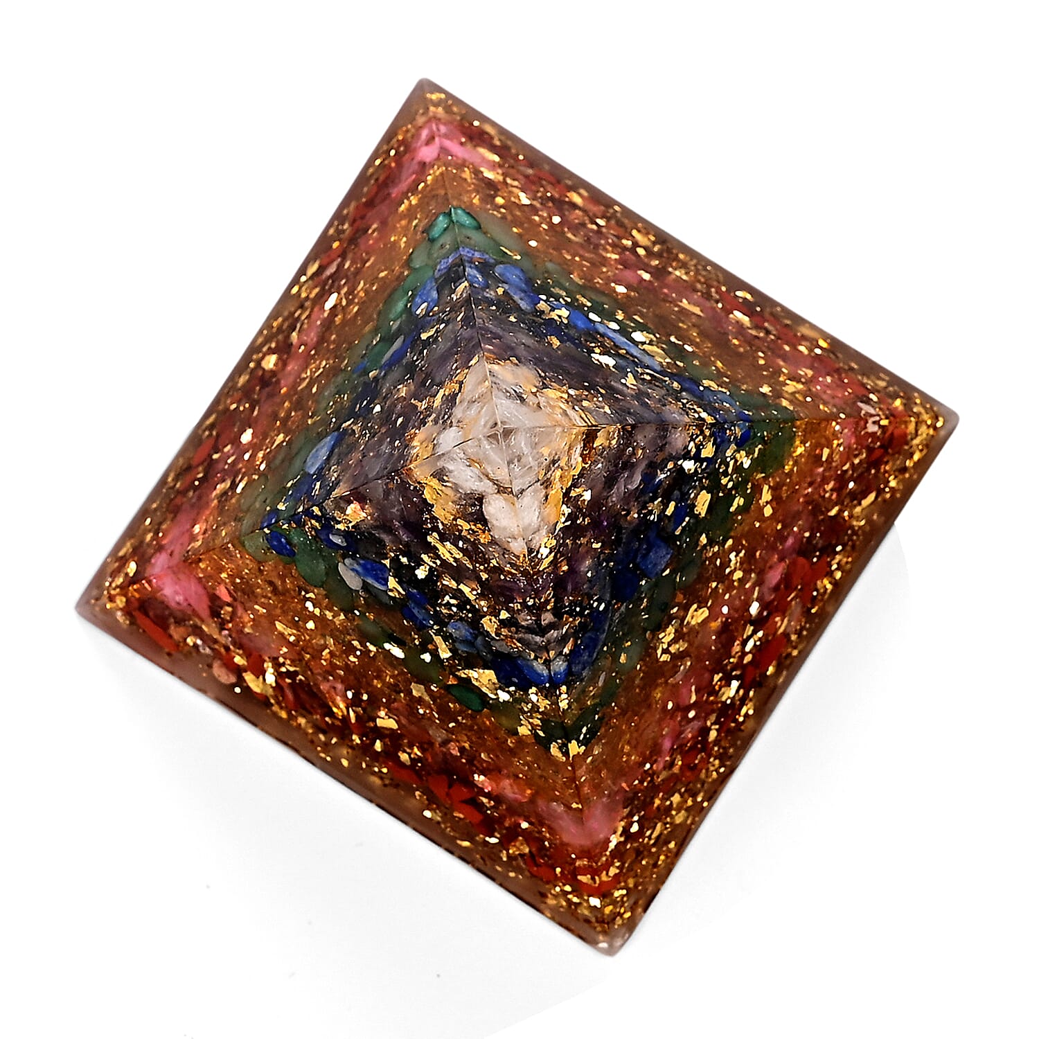 Handcrafted Crystal Pyramid Ornament (6cm) - Multi Colour