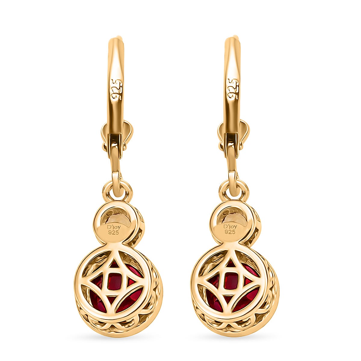 D'Joy Rhodolite Garnet, Citrine Solitaire Lever Back Earring in 18K YG PlatingSterling Silver  2.404  Ct.