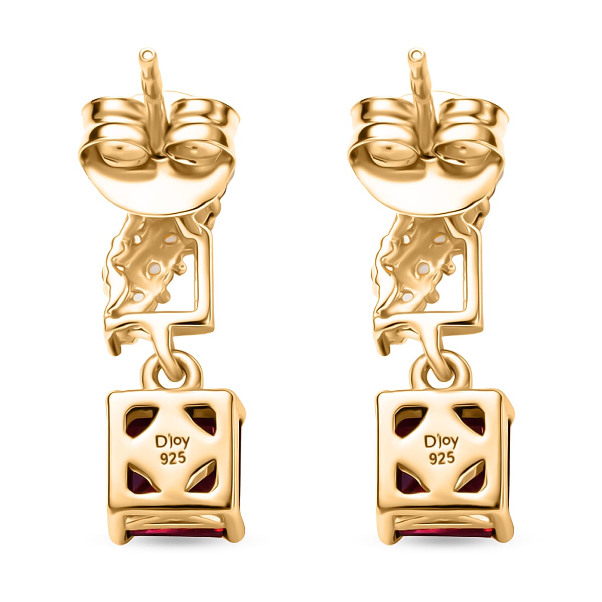 D'Joy Rhodolite Garnet, White Zircon Dangling Earring in 18K YG PlatingSterling Silver  1.848  Ct.