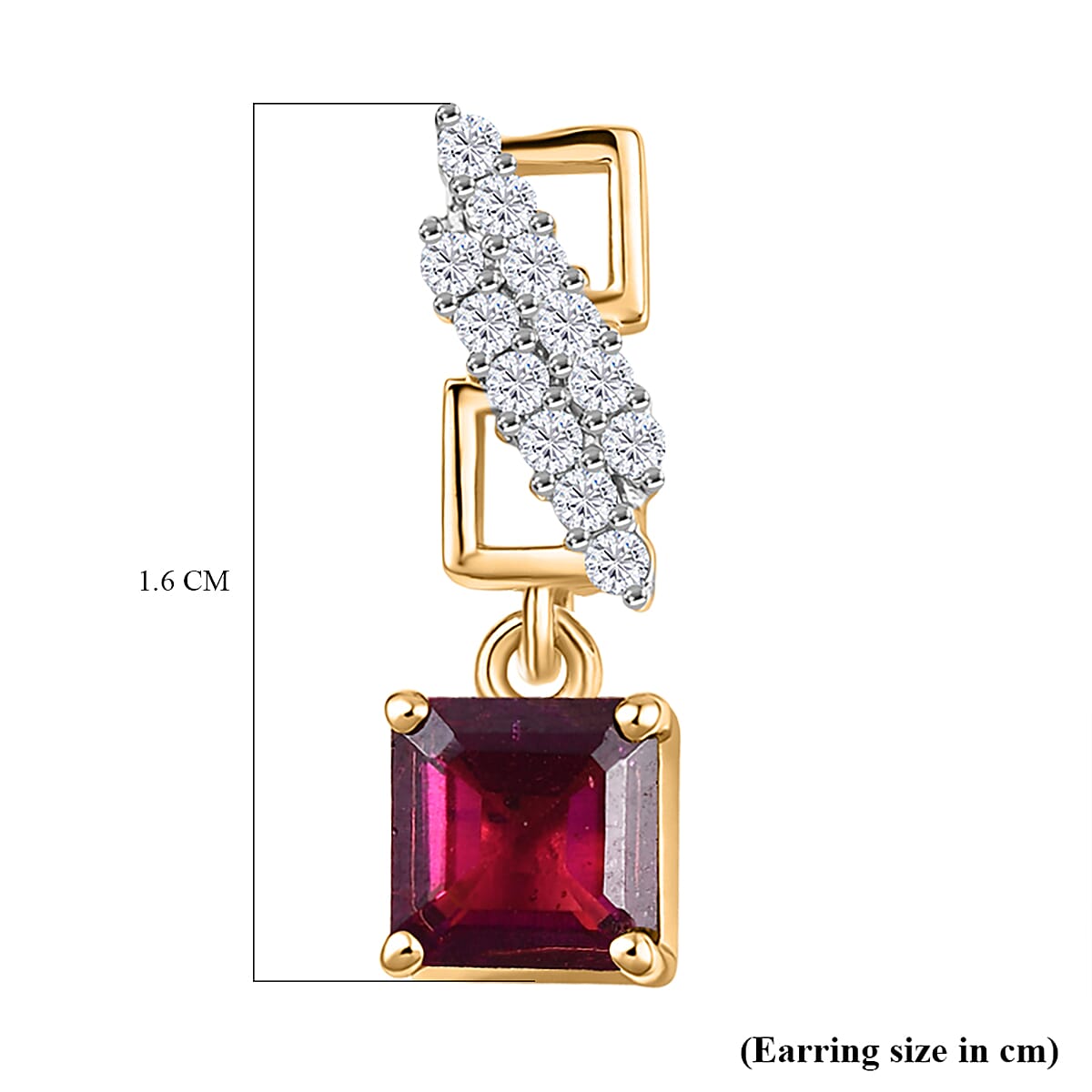 D'Joy Rhodolite Garnet, White Zircon Dangling Earring in 18K YG PlatingSterling Silver  1.848  Ct.