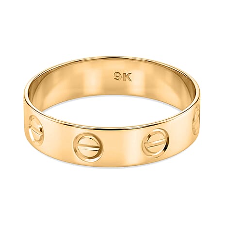 9K Yellow Gold Screw Band Ring, Gold Wt. 1.40 Gms